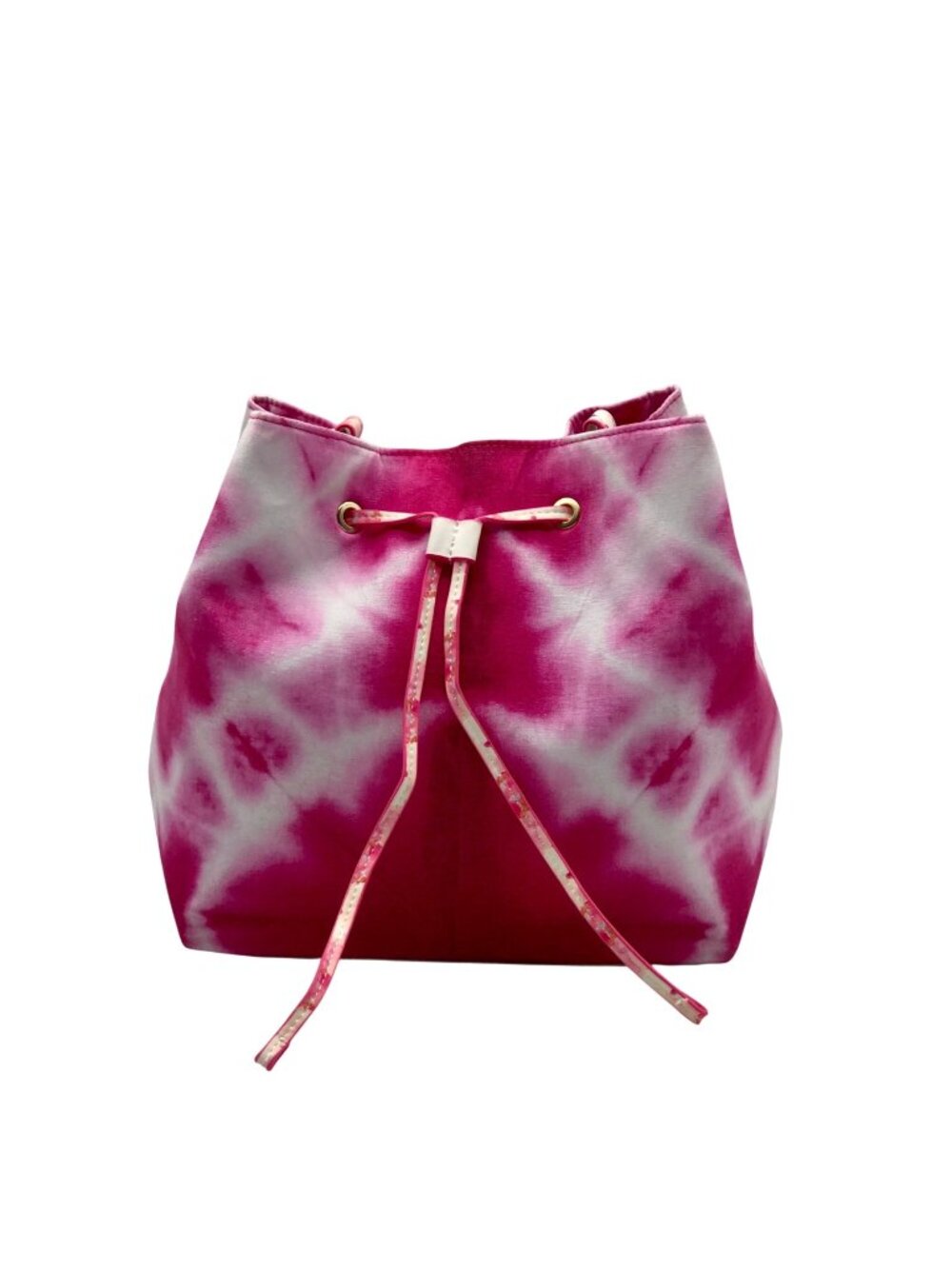 Estee Lauder Pink & White Tiedye Drawstring Bucket Bag